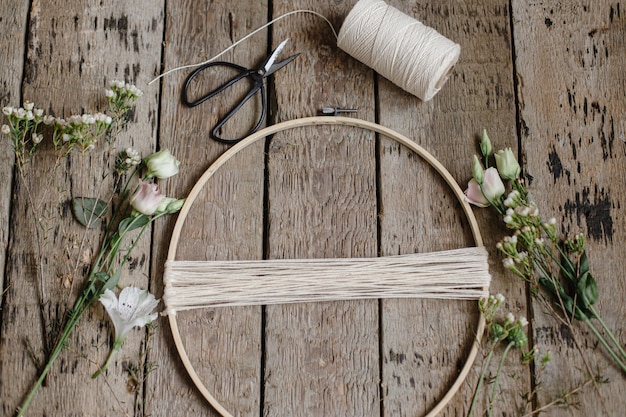 Hoop with floral embroidery